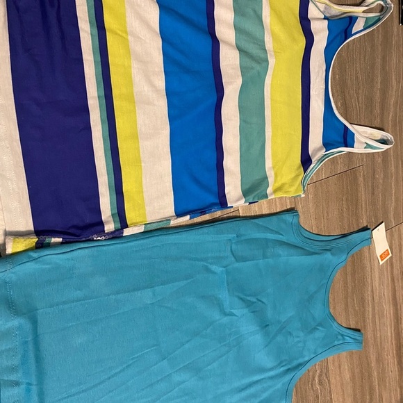 Set Lot 2 New NWT Vintage Joe Boxer Women Blue Striped Sequin Tank Top Shirt M - Picture 4 of 6